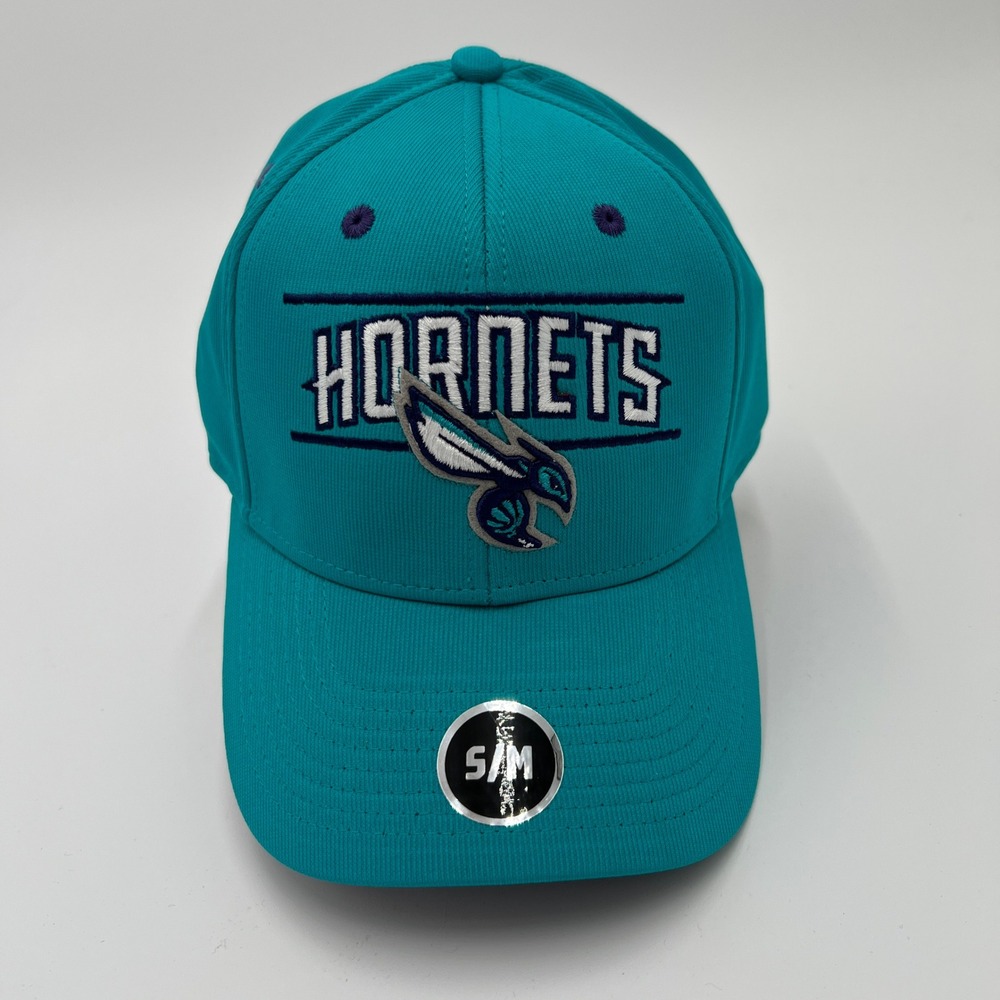 NBA Charlotte Hornets Teal Purple Superflex Stretch Fit Baseball‎ Cap Hat S/M